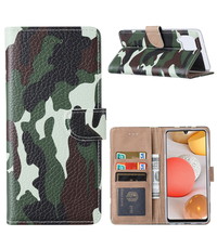 Ntech Samsung  A42 Hoesje Camouflage Legerprint - Samsung Galaxy A42 5G Boekcase  / Portemonnee Hoesje -  Camouflage Legerprint hoesje Samsung A42 5G