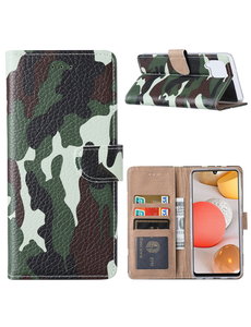 Ntech Samsung  A42 Hoesje Camouflage Legerprint - Samsung Galaxy A42 5G Boekcase  / Portemonnee Hoesje -  Camouflage Legerprint hoesje Samsung A42 5G