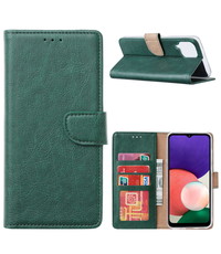  Samsung A22  4G hoesje bookcase Groen - Samsung Galaxy A22 4G hoesje portemonnee wallet case -  Hoesje A22 4G book case hoes cover