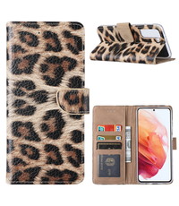 Ntech Samsung Galaxy S21 Boekcase / Portemonnee Hoesje Luipaard print