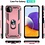 Ntech Hoesje Geschikt Voor Samsung Galaxy A22 Hoesje Anti-Shock Hybrid Armor hoesje Rose Goud - Hoesje Geschikt Voor Samsung Galaxy A22 5G kickstand Ring houder TPU backcover hoesje - met screenprotector Galaxy A22 5G - 2 pack