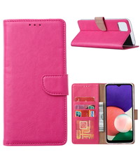 Ntech Samsung A22 hoesje bookcase Pink - Samsung Galaxy A22 5G hoesje portemonnee wallet case -  Hoesje A22 5G book case hoes cover