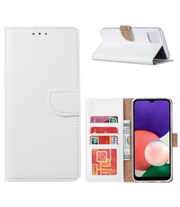 Ntech Samsung A22 hoesje bookcase Wit - Samsung Galaxy A22 5G hoesje portemonnee wallet case -  Hoesje A22 5G book case hoes cover