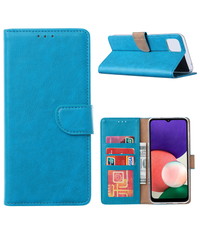 Ntech Samsung A22 hoesje bookcase Blauw - Samsung Galaxy A22 5G hoesje portemonnee wallet case -  Hoesje A22 5G book case hoes cover