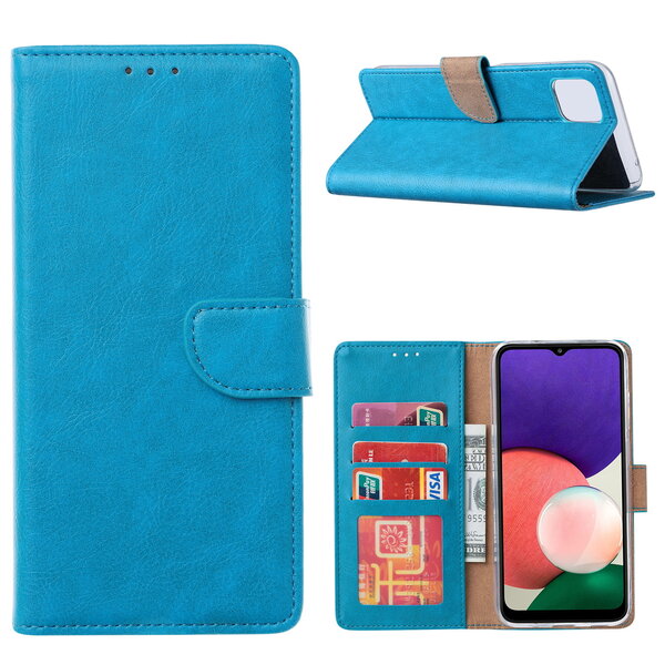 Ntech Hoesje Geschikt Voor Samsung Galaxy A22 hoesje bookcase Blauw - Hoesje Geschikt Voor Samsung Galaxy A22 5G hoesje portemonnee wallet case - Hoesje A22 5G book case hoes cover