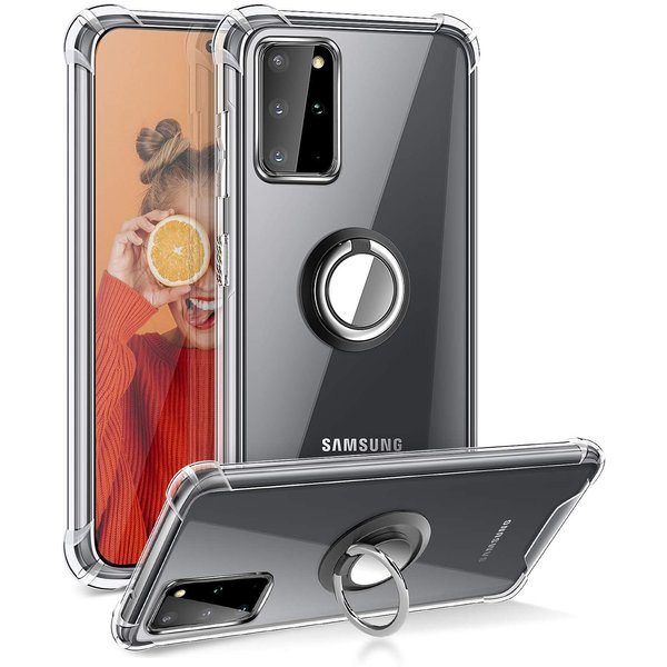 Ntech Hoesje Geschikt Voor Samsung Galaxy S20 Plus hoesje - Luxe TPU Backcover Clear - Hoesje Geschikt Voor Samsung Galaxy S20 Plus met Ring houder / Ring vinger houder / standaard