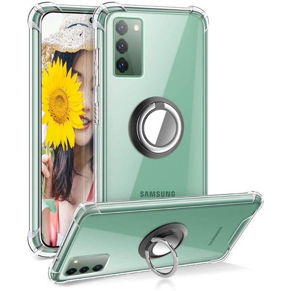 Ntech Hoesje Geschikt Voor Samsung Galaxy S20 hoesje - Luxe TPU Backcover Clear - Hoesje Geschikt Voor Samsung Galaxy S20 met Ring houder / Ring vinger houder / standaard