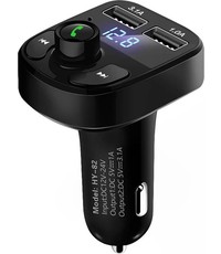 Merkloos Bluetooth Carkit FM Transmitter om Handsfree te Bellen en Draadloos Muziek te Streamen, Met Volumeknop en Oplaadfunctie Voor 2 Telefoons Tegelijkertijd | Display | Handsfree Bellen | USB Oplader | MP3 Speler | Bluetooth | Aux | TF-Kaart | HY-82