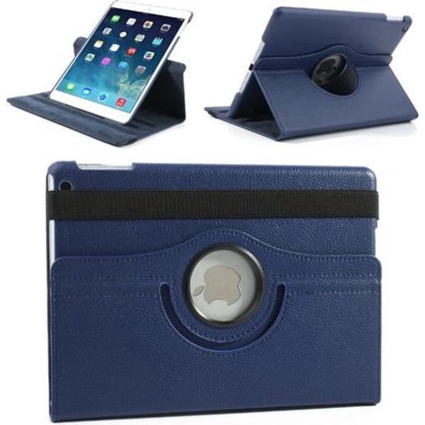 Merkloos Apple iPad Air 2 Swivel Case, 360 graden draaibare Hoes, Cover met Multi-stand - Kleur Donkerblauw, hoesje Apple iPad, iPad hoes