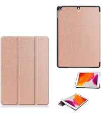 Ntech iPad 2021 hoes - iPad 9e/8e/7e Generatie hoes Trifold Bookcase Rosegoud – iPad 2020 hoes 10.2 hard case - Ntech