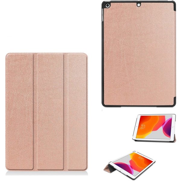 Ntech Hoes geschikt voor iPad 2021 / 2020 / 2019 (9e/8e/7e Generatie / 10.2 inch) Trifold Bookcase Rosegoud – Hoes geschikt voor iPad 2020 hoes 10.2 hard case - Ntech