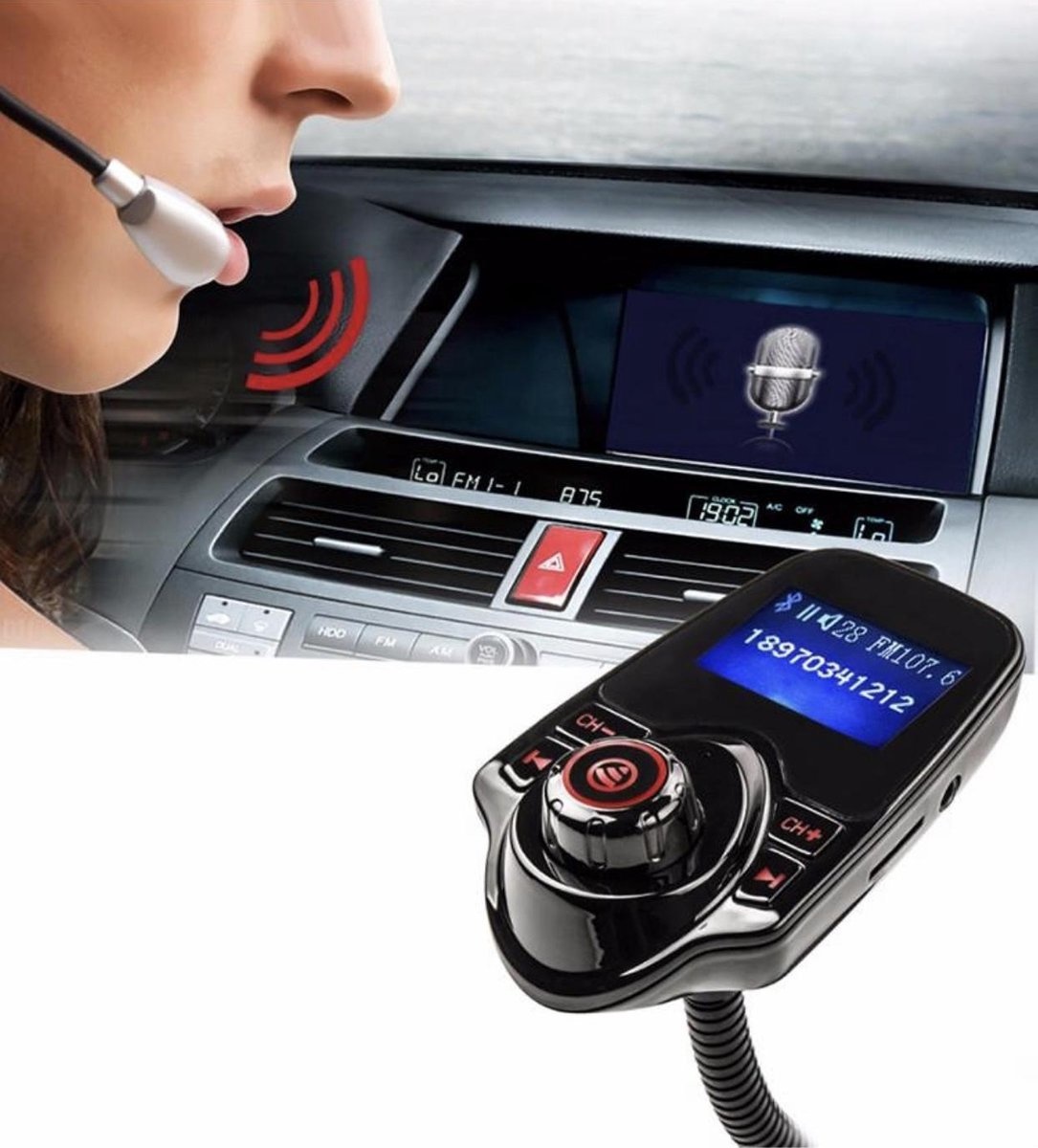 recorder Dezelfde Druppelen Bluetooth FM Transmitter T10 voor in de auto - ZT - Handsfree bellen carkit  met AUX - SD kaart / USB - Ingangen - Bluetooth Handsfree Carkits - adapter  - auto bluetooth – Eff Pro - Phonecompleet.nl