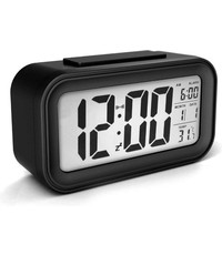 Merkloos JAP Clocks AC18 digitale wekker - Alarmklok - Inclusief temperatuurmeter - Met snooze en verlichtingsfunctie - Zwart