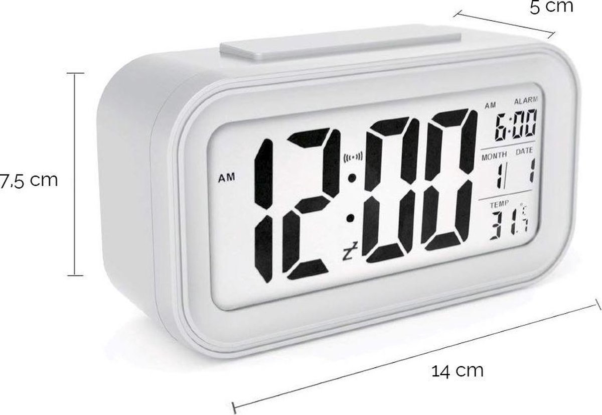 Geplooid Hectare barsten JAP Clocks AC18 digitale wekker - Alarmklok - Inclusief temperatuurmeter -  Met snooze en verlichtingsfunctie - Wit - Phonecompleet.nl