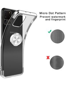 Ntech Samsung Galaxy S20 hoesje anti shock met Ringhouder Transparant / Zliver