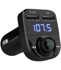 Ntech Ntech - Bluetooth FM Transmitter - Autolader - Bluetooth Carkit  - Muziek Streamen - Met Volumeknop en Oplaadfunctie Voor 2 Telefoons Tegelijkertijd - Handsfree Bellen - Extra Grote Microfoon - Telefoon Opladen - Spraakbediening