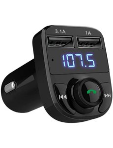 Ntech Ntech - Bluetooth FM Transmitter - Autolader - Bluetooth Carkit  - Muziek Streamen - Met Volumeknop en Oplaadfunctie Voor 2 Telefoons Tegelijkertijd - Handsfree Bellen - Extra Grote Microfoon - Telefoon Opladen - Spraakbediening