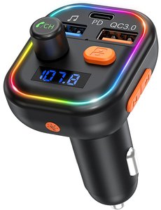 Ntech USB C Bluetooth Carkit FM Transmitter - Type C Autolader - Ntech - Bluetooth Carkit  - Muziek Streamen - USB 3.0 Quick Charge - fm transmitter bluetooth auto - Telefoon Opladen - Spraakbediening