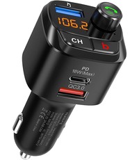 Ntech Carkit Bluetooth FM  - Ntech USB - Bluetooth FM Transmitter -  USB C Auto Lader - Carkit - Handsfree - MP3 - USB - SD Kaart - Snel Lader - Bluetooth Audio Receiver