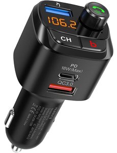 Ntech Carkit Bluetooth FM  - Ntech USB - Bluetooth FM Transmitter -  USB C Auto Lader - Carkit - Handsfree - MP3 - USB - SD Kaart - Snel Lader - Bluetooth Audio Receiver