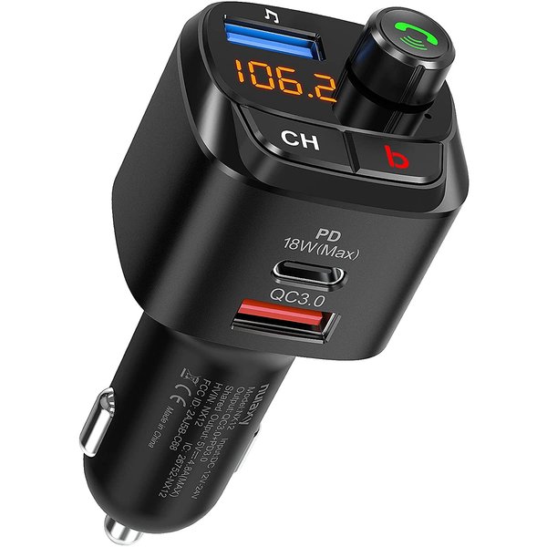 Ntech Carkit Bluetooth FM - Ntech USB - Bluetooth FM Transmitter - USB C Auto Lader - Carkit - Handsfree - MP3 - USB - SD Kaart - Snel Lader - Bluetooth Audio Receiver