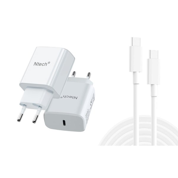 Ntech Oplader Geschikt voor Samsung Galaxy S10, s10 Plus -Ntech - oplaadsnoer Oplader Geschikt voor Samsung Galaxy USB C Oplader Geschikt voor Samsung Galaxy -USB-C Snellader met USB C to C Kabel - usb c Oplader Geschikt voor Samsung Galaxy S8, S9, S9 Plus , Hu