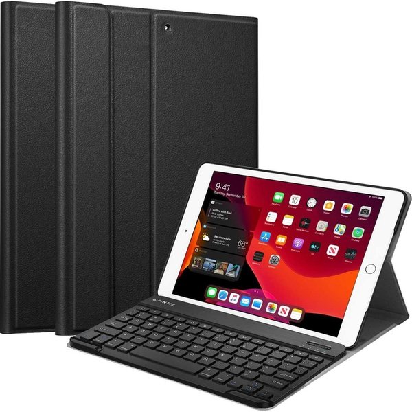 Merkloos iPad 10.2 Inch 2019 Hoesje Bluetooth Toetsenbord Hoes Zwart