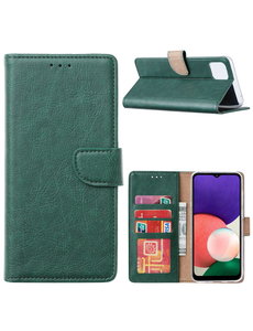 Ntech Samsung A22   Bookcase Groen - Portemonee hoesje Samsung A22 5G
