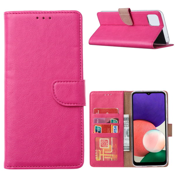 Ntech Hoesje Geschikt Voor Samsung Galaxy A22   Bookcase Pink - Portemonee hoesje Hoesje Geschikt Voor Samsung Galaxy A22 5G