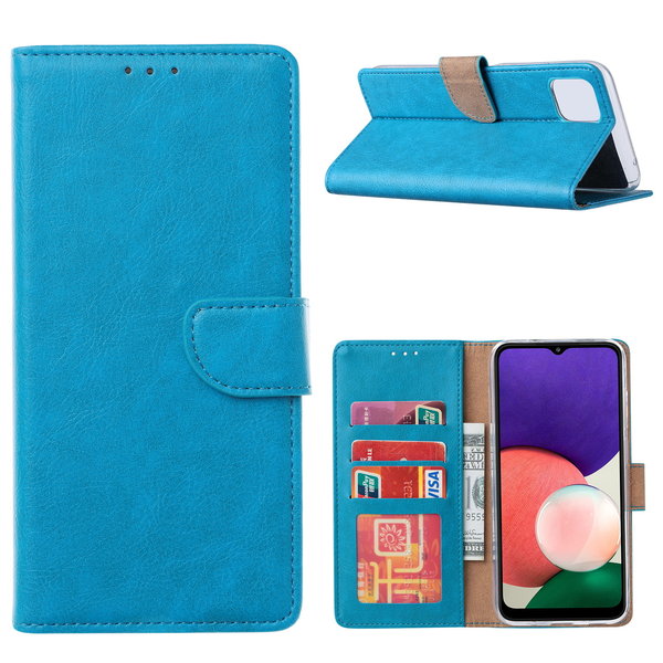 Ntech Hoesje Geschikt Voor Samsung Galaxy A22   Bookcase Blauw - Portemonee hoesje Hoesje Geschikt Voor Samsung Galaxy A22 5G