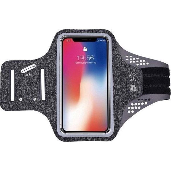 Ntech  Hardloop Armband Telefoon | Fabric / Stof  Geschikt voor iPhone 13 / Geschikt voor iPhone 13 Pro / Geschikt voor iPhone 12 / Geschikt voor iPhone 12 pro Hardloop Telefoonhouder - zwart