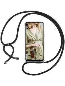 Ntech iPhone 13 Pro Hoesje transparant silicone met Koord – Zwart