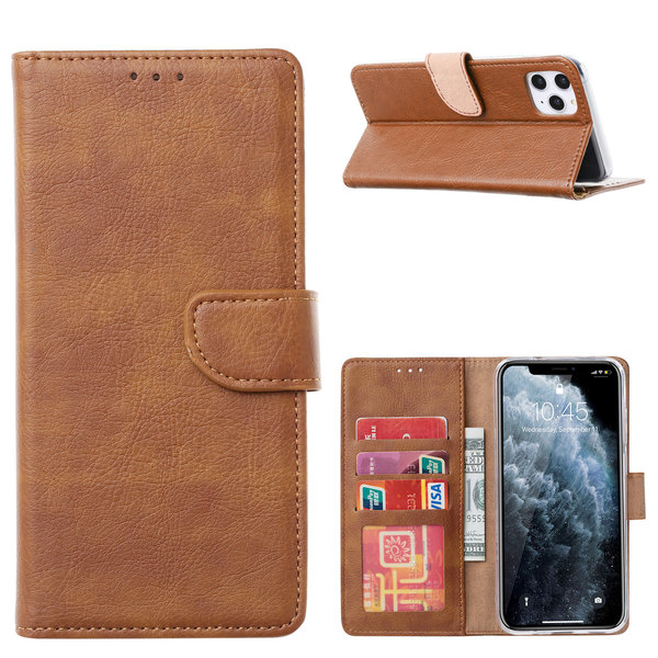 Ntech Hoesje Geschikt voor iPhone 13 hoesje bookcase Bruin - Hoesje Geschikt voor iPhone 13 hoesje - wallet portemonnee book case