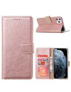 Ntech iPhone 13 Pro bookcase met 2x screenprotector Rose Goud