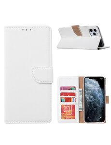 Ntech iPhone 13 Pro bookcase met 2x screenprotector Wit