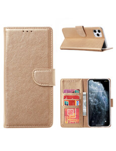 Ntech iPhone 13 Mini bookcase met 2x screenprotector Goud
