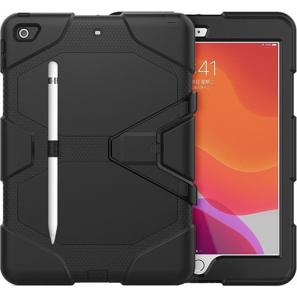 Ntech Hoes geschikt iPad 2021/2020/2019 (10.2 inch) Extreme Robuuste Armor Case Hoesje Tablethoes Zwart