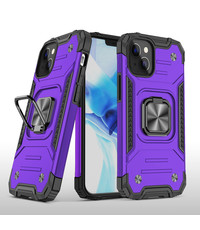 Ntech iPhone 13 Hoesje - Heavy Duty Armor met kickstand ringhouder  Paars