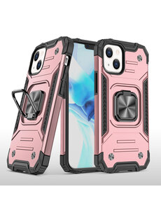 Ntech iPhone 13 Pro Hoesje - Heavy Duty Armor met kickstand ringhouder  Rose Goud