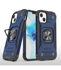 Ntech iPhone 13 Pro Hoesje - Heavy Duty Armor met kickstand ringhouder  Blauw