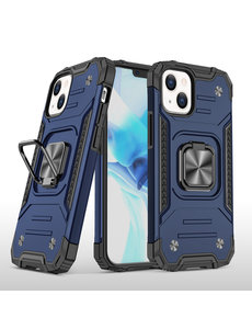 Ntech iPhone 13 Pro Hoesje - Heavy Duty Armor met kickstand ringhouder  Blauw