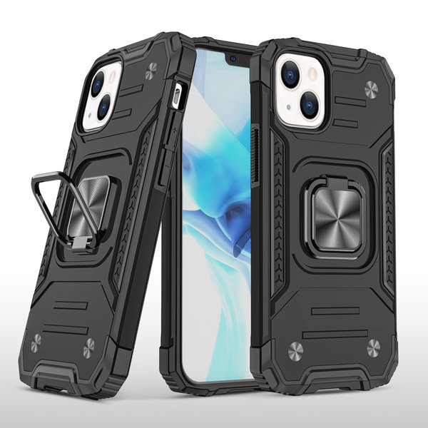 Ntech Hoesje Geschikt voor iPhone 13 Pro - Heavy Duty Armor Hoesje met Kickstand ringhouder – Zwart