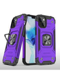 Ntech iPhone 13 Pro Hoesje - Heavy Duty Armor met kickstand ringhouder  Paars