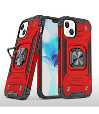 Ntech iPhone 13 Pro Hoesje - Heavy Duty Armor met kickstand ringhouder  Rood