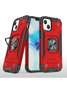 Ntech iPhone 13 Pro Hoesje - Heavy Duty Armor met kickstand ringhouder  Rood
