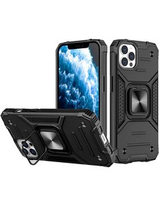 Ntech iPhone 13 Pro Max Hoesje - Heavy Duty Armor met kickstand ringhouder  Zwart