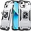 Ntech Hoesje Geschikt voor iPhone 13 Pro Max - Heavy Duty Armor Hoesje met Kickstand ringhouder – Zilver