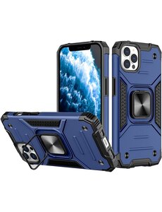 Ntech iPhone 13 Pro Max Hoesje - Heavy Duty Armor met kickstand ringhouder  Blauw