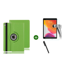 Ntech iPad 2021 hoes - iPad 2020 hoes draaibaar - iPad 2019 hoes - iPad 10.2 hoes + screenprotector - tempered glass + stylus pen - Groen