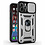 Ntech Hoesje Geschikt voor iPhone 13 Hoesje met Camera Bescherming Zilver - Hoesje Geschikt voor iPhone 13 met ring houder Rugged Armor Back Cover - Case - Camera Schuif